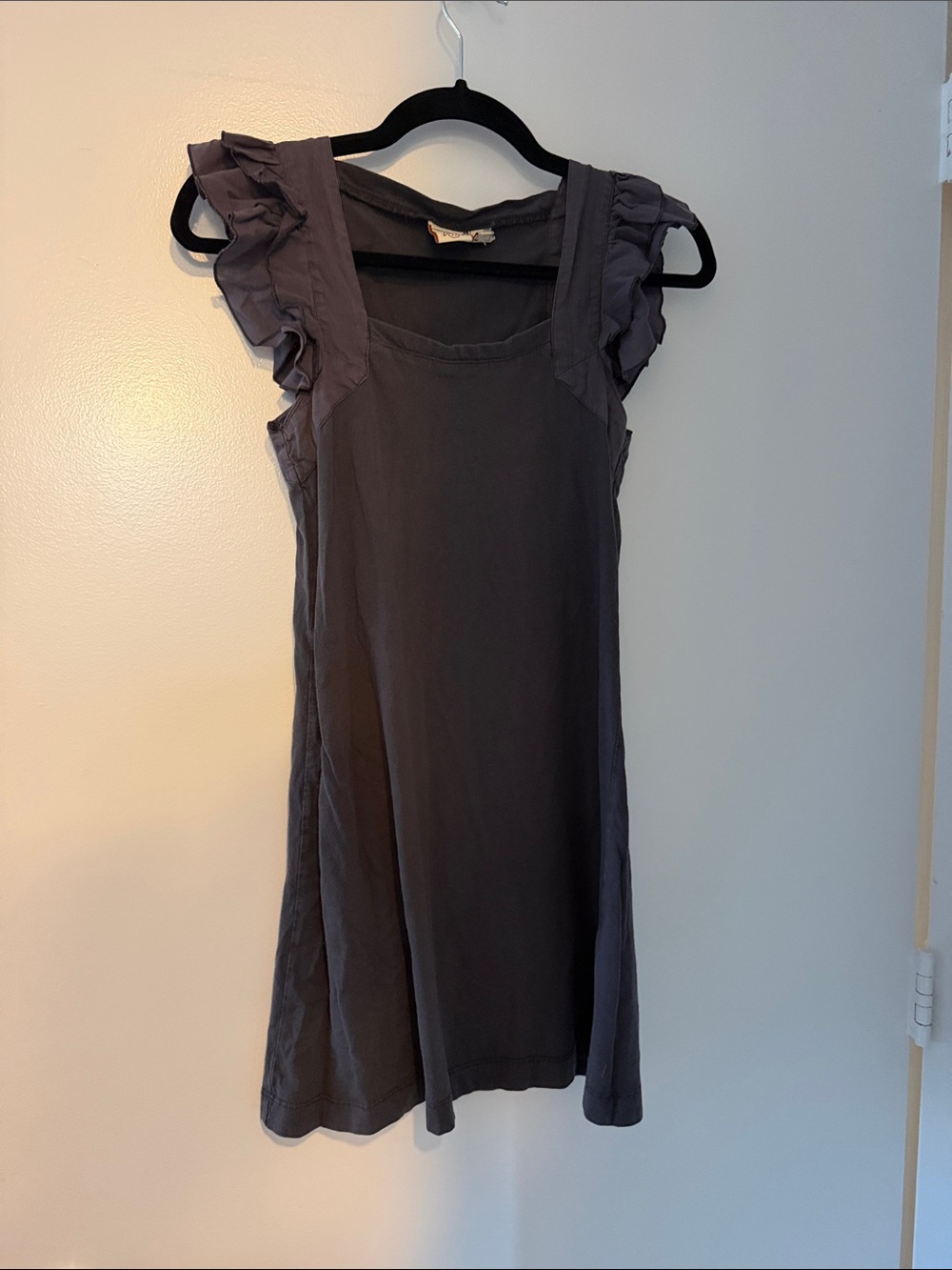 French Connection Slate Gray Ruffle Sleeve Mini Dress
